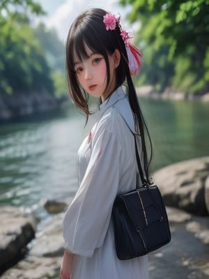 日系校园风h漫画封面，粉色樱花背景下两位制服少女对视，画面柔美温馨